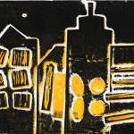 Abstract city skyline in black and yellow