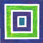 Layered squares in green and purple